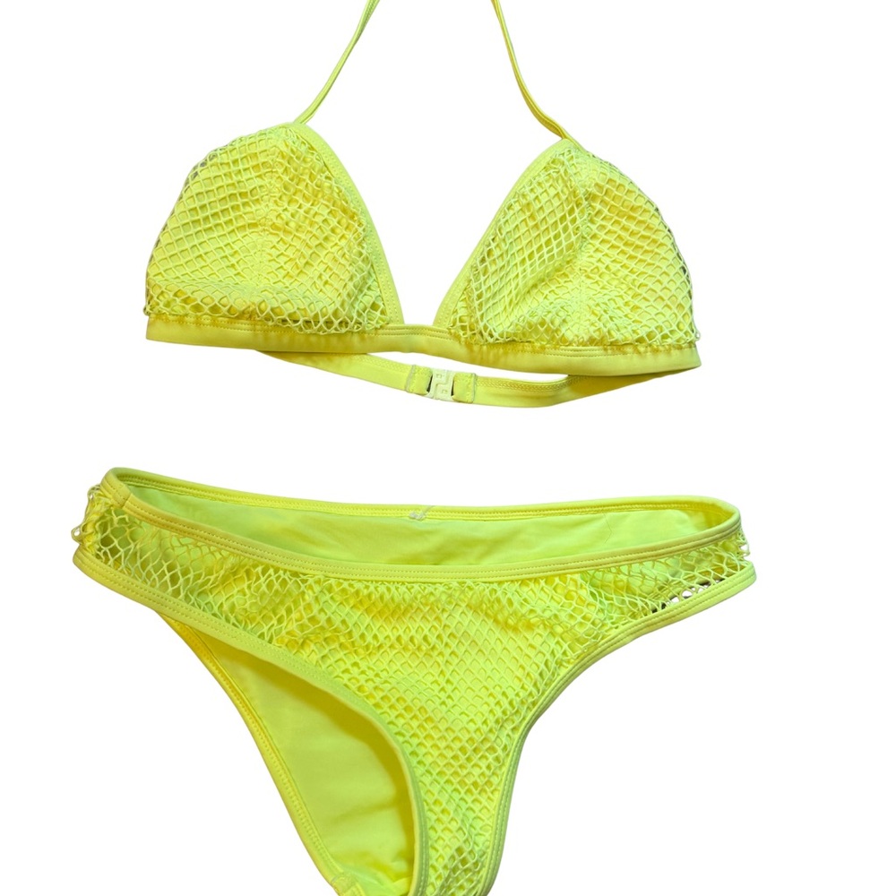 Yellow Mesh Bikini Set